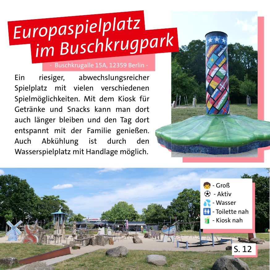 Broschürenseite: Europaspielplatz im Buschkrugpark