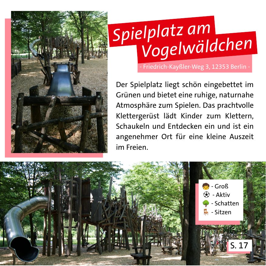 Broschürenseite: Spielplatz am Vogelwäldchen