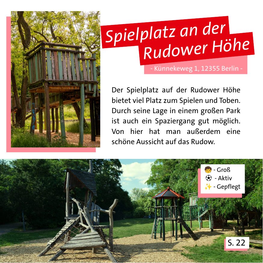 Broschürenseite: Spielplatz an der Rudower Höhe